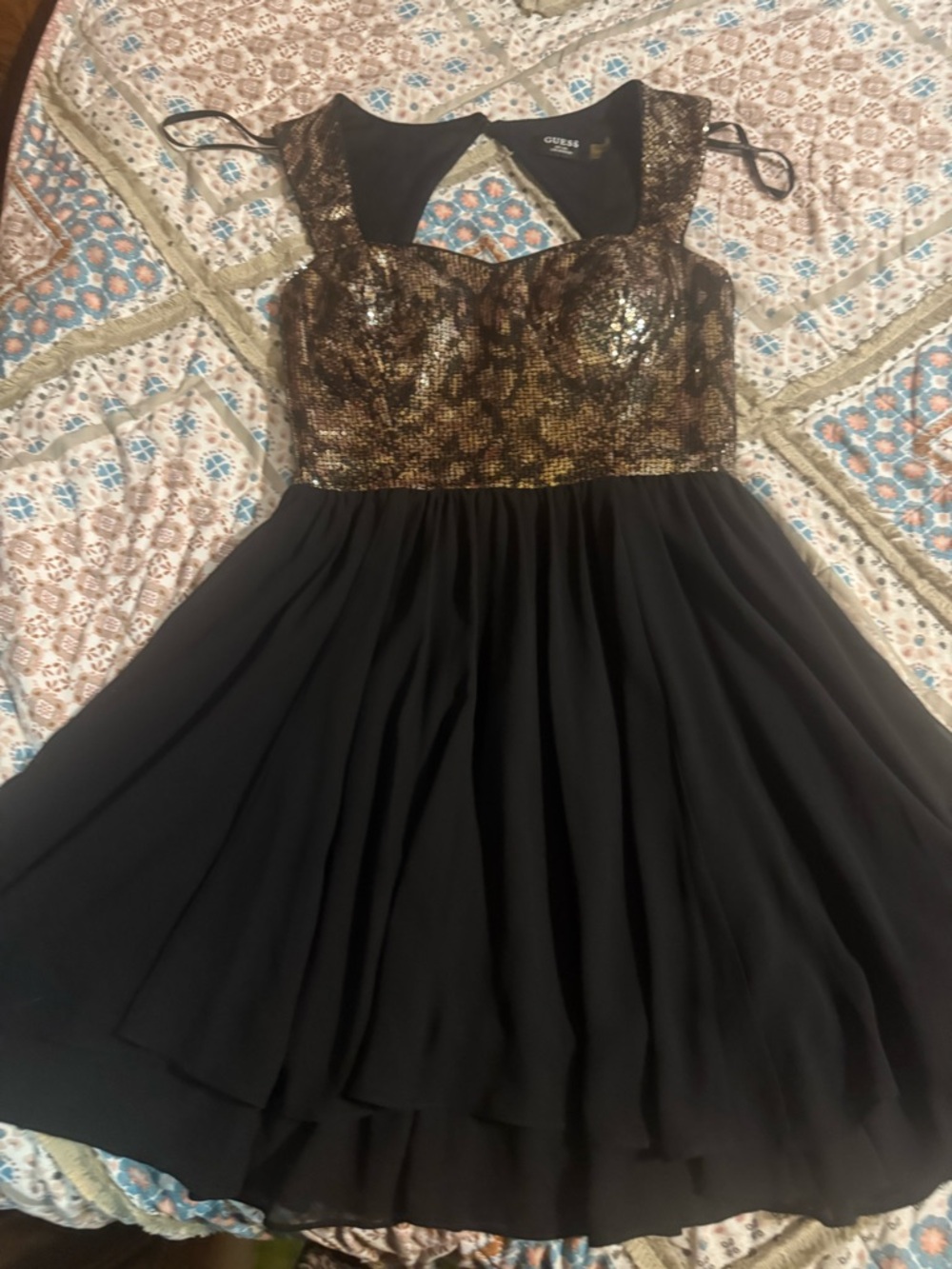 Guess Black Dress with Gold Sequin Bodice